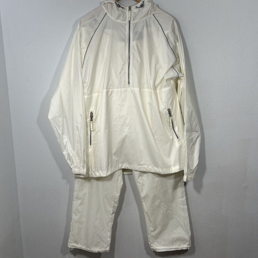Vintage Footlocker Track Jacket Mens‎ Extra Large White Rain Windbreaker 90s Set